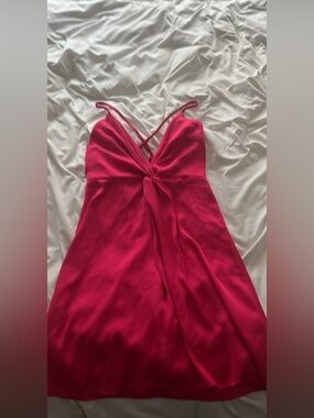 Express Hot Pink Twist-Front Strapless Slip Dress
